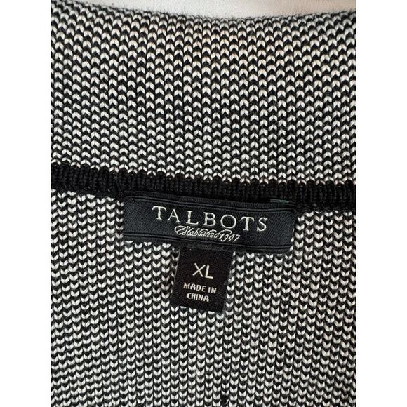 TALBOTS black white birdseye pattern knit silk cotton blazer jacket cardigan XL - Picture 2 of 6